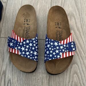 Birkenstock Birkis American Flag Patriotic Star Stripes Slides, Women's Size 6